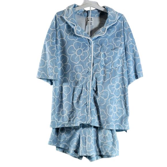 Art Class Floral Pattern Short Sleeve Pajama Set, Blue, Size XL (14), NWT - Picture 1 of 8